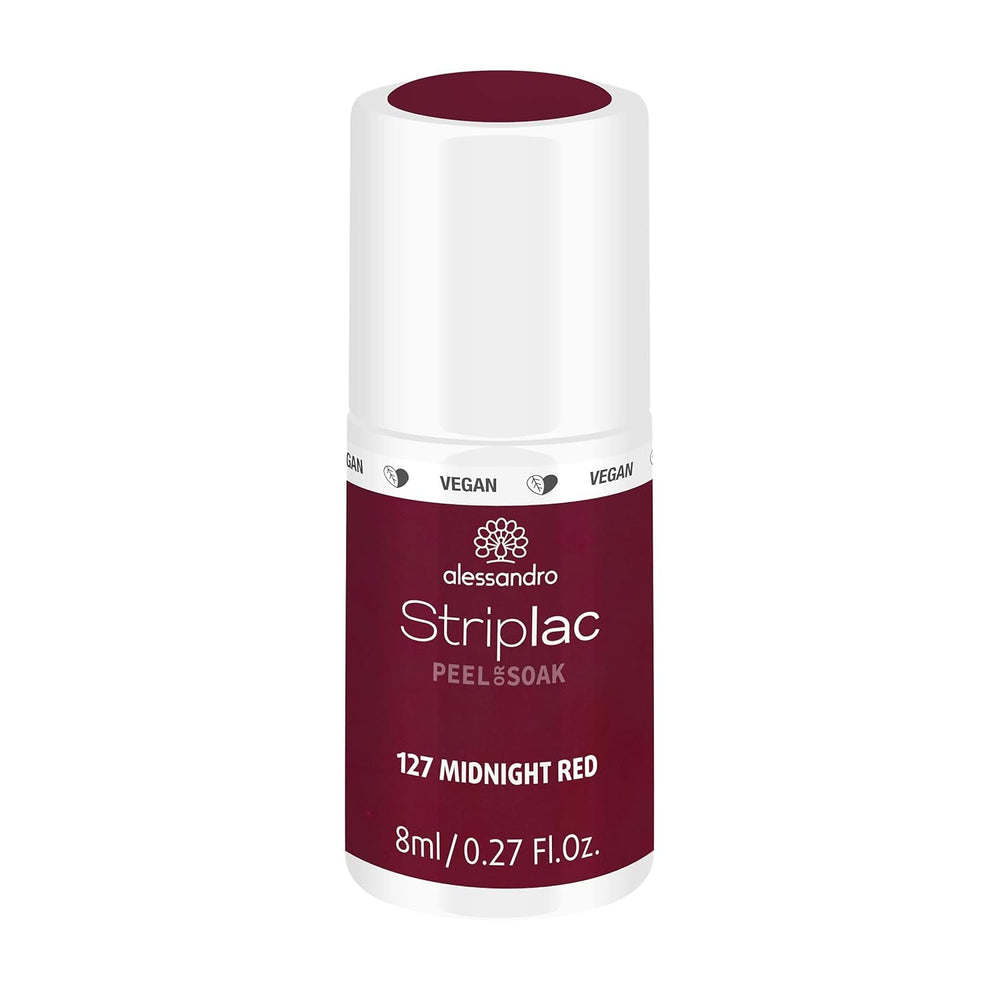 Oja UV alessandro Striplac Elegant Ruby – Delicată și de lungă durată – Îndepărtare ușoară datorită tehnologiei de îndepărtare peel-off – Vegană și cruelty-free – 8 ml