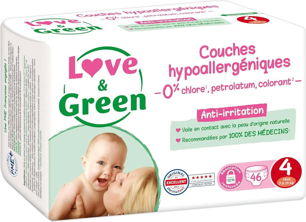 Love & Green, scutece fara clor, pachet pentru 1 luna, marimea 4 Mama si Copilul Naty Shop