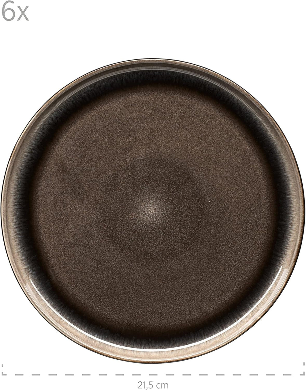 MÄSER 934020 Seria Niara, Set de veselă modern pentru 6 persoane într-un aspect vintage incitant, Set de mic dejun din ceramică cu 18 piese, gri și negru, Gresie