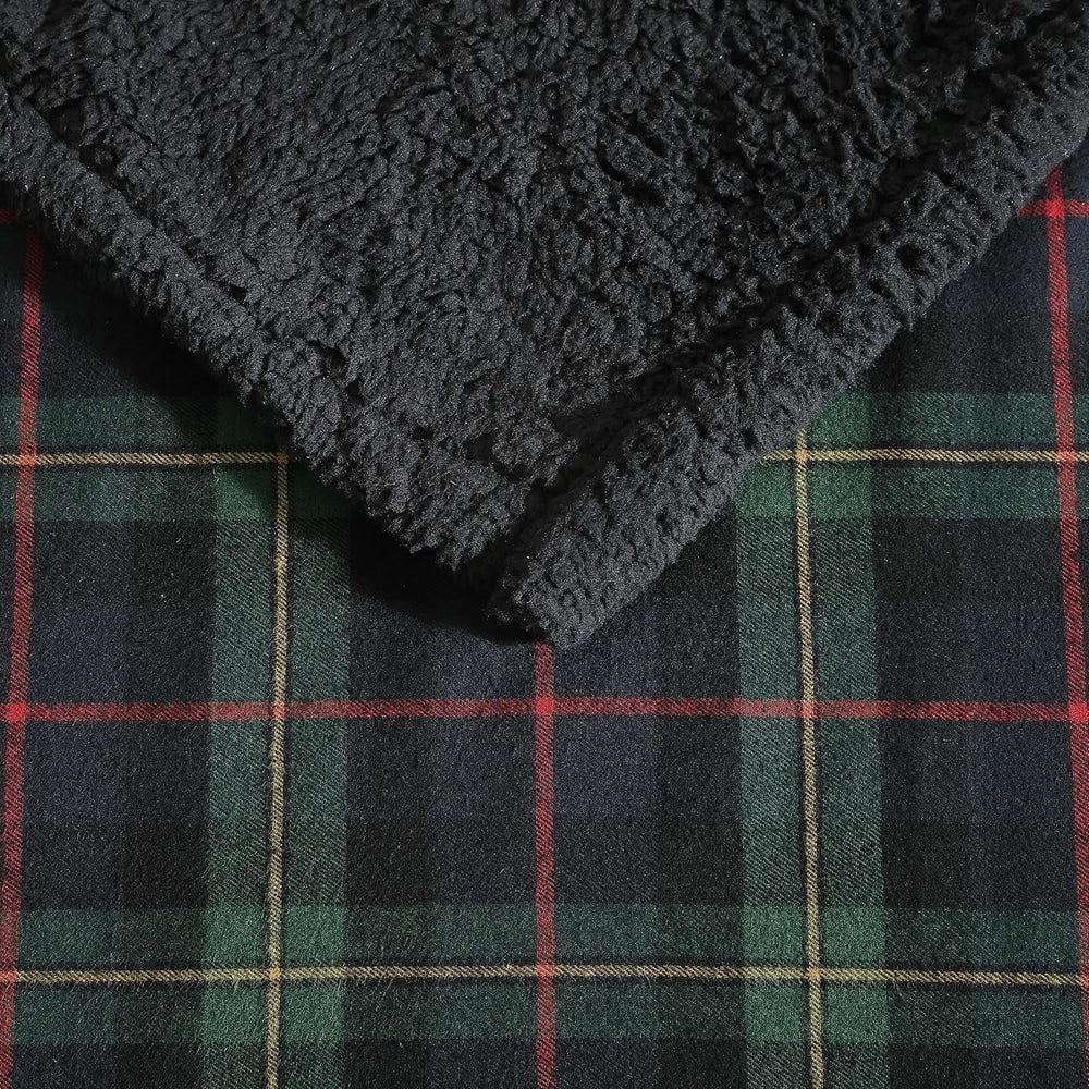 Eddie Bauer pătură, flanelă de bumbac, decorațiuni interioare, reversibilă, lenjerie de pat sherpa, carouri de pin, aruncare Plapumi si pilote Naty Shop
