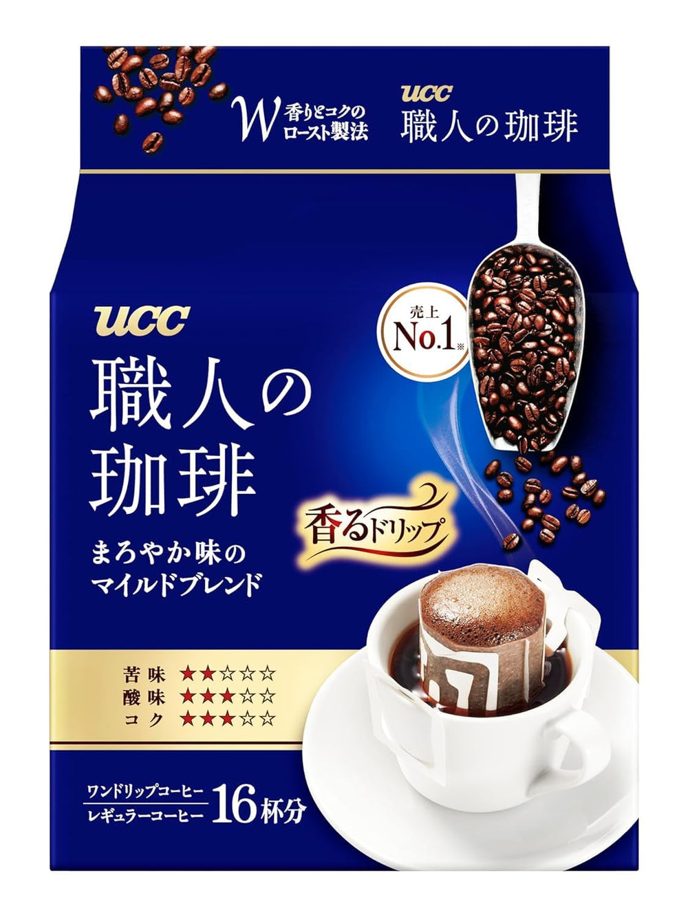 Cafea Japan Craftsman, cafea filtrantă de unică folosință, amestec ușor Brazilia Vietnam, 16 pliculețe.
