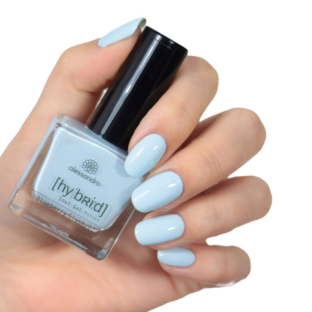 Oja HYBRID alessandro Blueberry Slush - albastru pastel - Unghii perfecte în doar 3 pași, fără LED - rezistă până la 10 zile! 8 ml