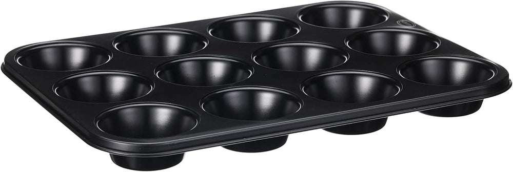 Wenco Muffinform 12Er Antihaft Backblech, Spülmaschinengeeignet, Karbonstahl – Muffinblech Für 12 Muffin – Hitzebeständig Bis 220°C, Schwarz Formen und Backbleche Naty Shop