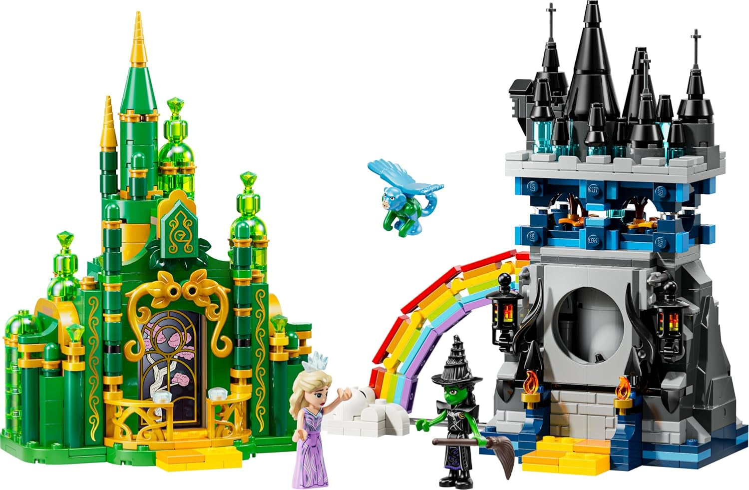 LEGO Wicked Emerald City & Kiamo Ko Castle - Kreatives Spielzeug mit Elphaba & Glinda Minifiguren sowie EIN AFFE & Zubehör - Kinder Geschenk für Mädchen, Jungen & Filmfans ab 9 Jahren - 75689