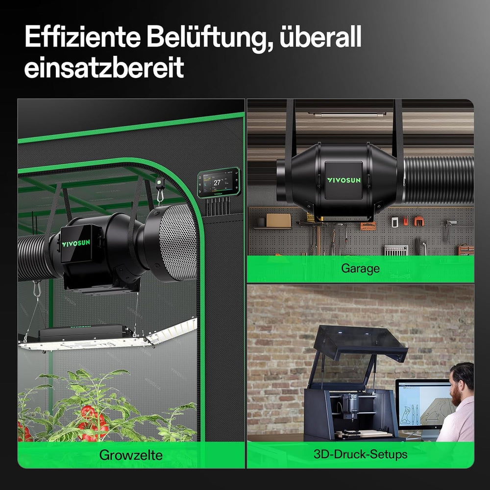 VIVOSUN Kit Ventilator Inline Inteligent 100mm/Evacuare AeroZesh G4 cu GrowHub E42A+, Controler de Temperatură și Umiditate, Telecomandă WiFi/Aplicație, Filtru de Cărbune Activ și Furtun pentru Corturi de Cultivare și Hidroponie