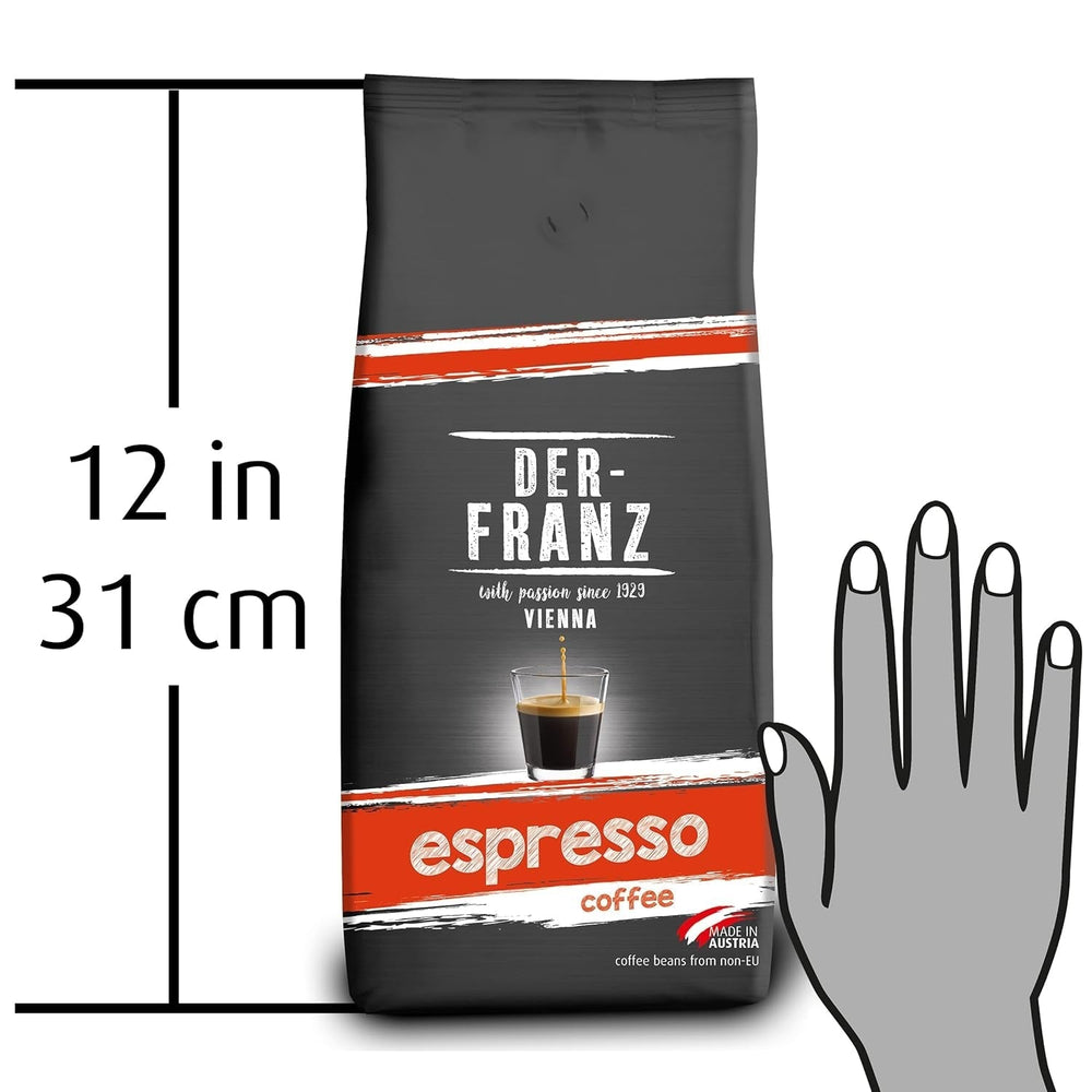 Der-Franz Espressokaffee, Stärke 5/5, Arabica und Robusta, ganze Bohnen, 4 x 1000 g Kaffee Naty Shop