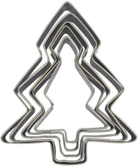 Zenker 44814 Set de 5 forme de biscuiți pentru brad de Crăciun, forme pentru brad de Crăciun, formă de biscuiți, oțel inoxidabil, argintiu, 11 x 9,5 cm