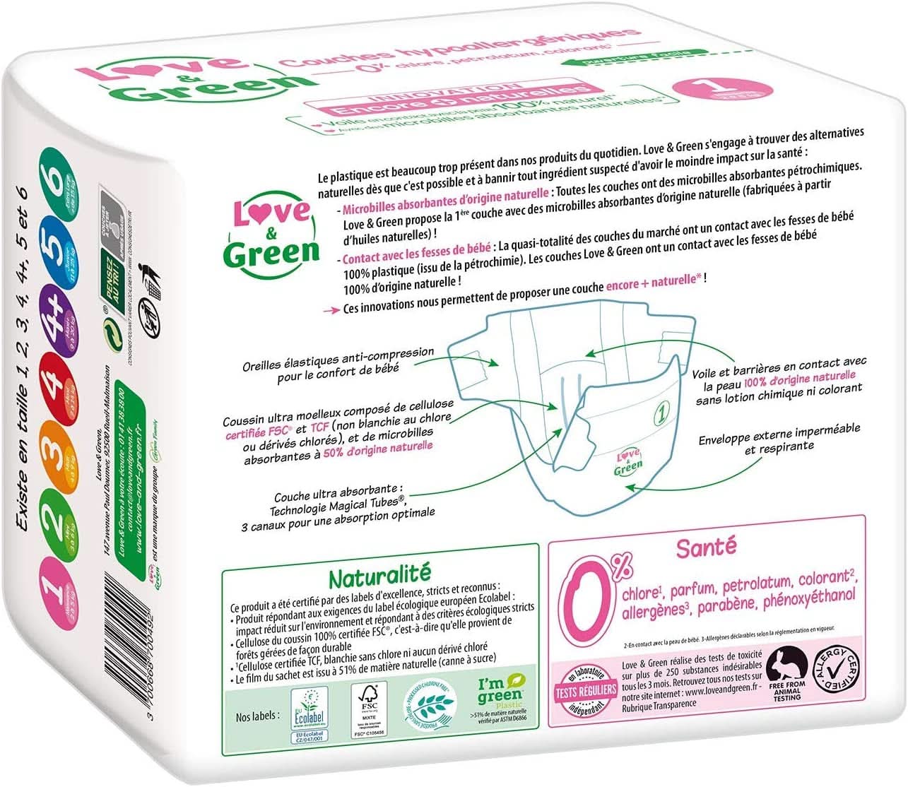 Love & Green, Windeln für Kinder, hypoallergene Windeln für Mutter und Kind Naty Shop