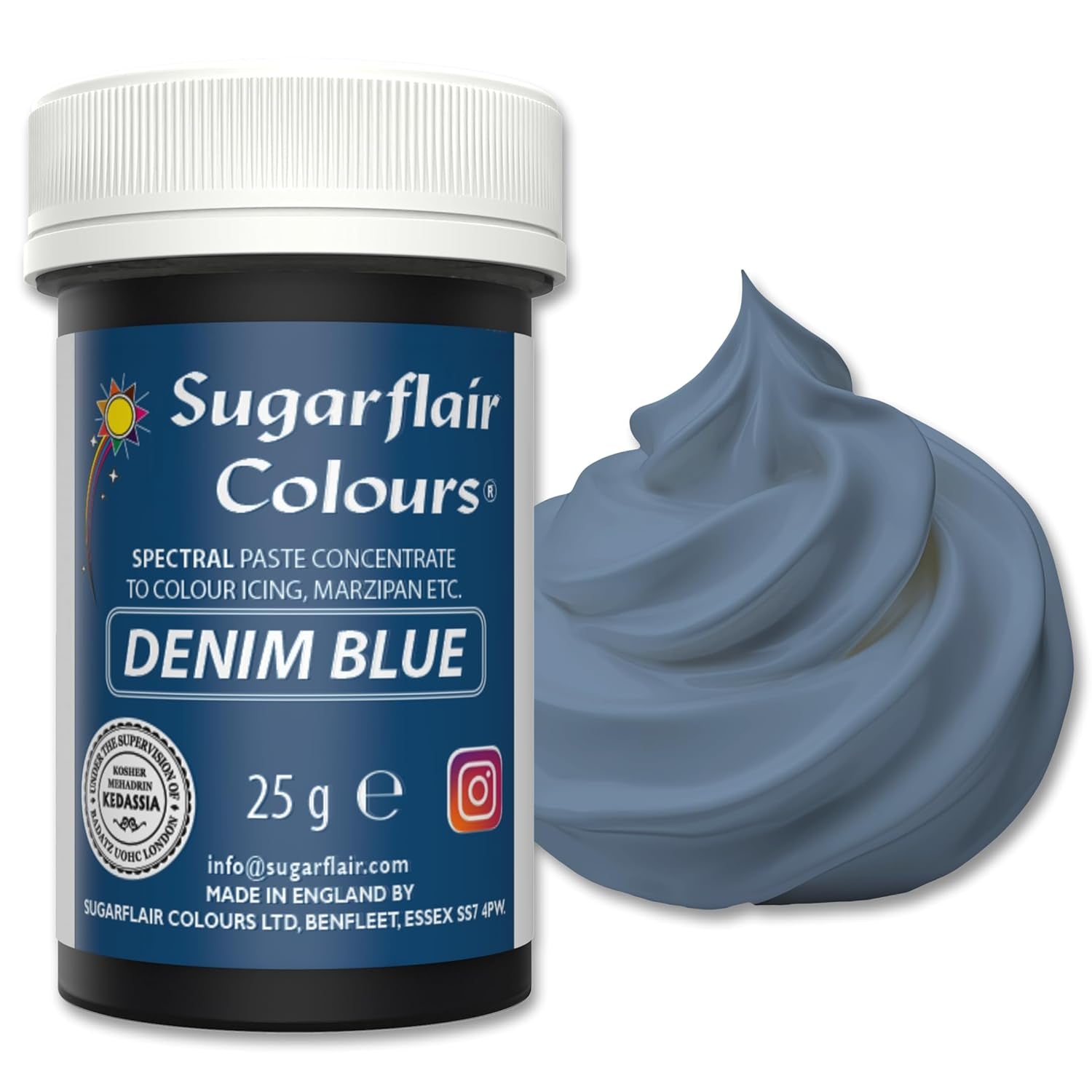 Pastă de colorant alimentar Sugarflair Grafit, colorant alimentar spectral concentrat pentru cremă de unt, pastă de zahăr, glazură, mixuri pentru prăjituri, macarons și multe altele! - 25g