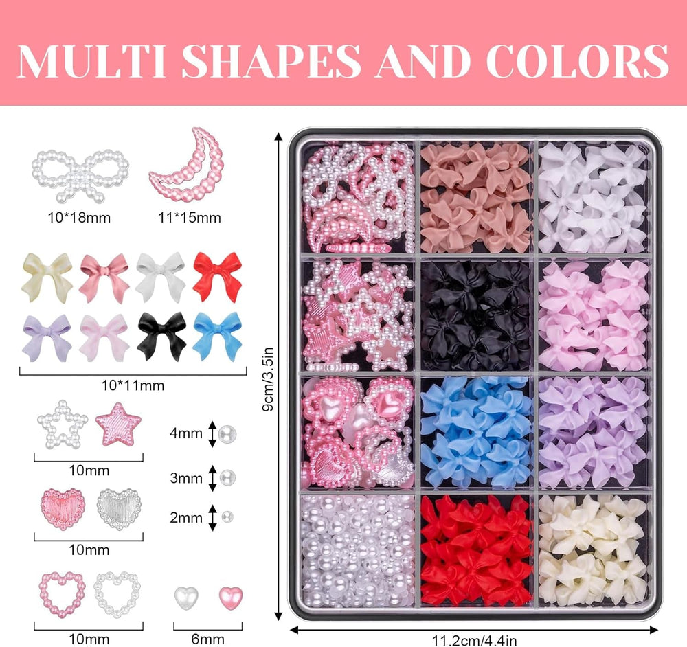500 Pcs 3D Nägel Charm Schleifen Charms Nägel Nail Art Charms Schleife Nagel Charms Nägel Nail Art Schleifen Nageldekorationen Mit Aufnahmewerkzeug Für Frauen Und Mädchen Nagel-Diy-Zubehör