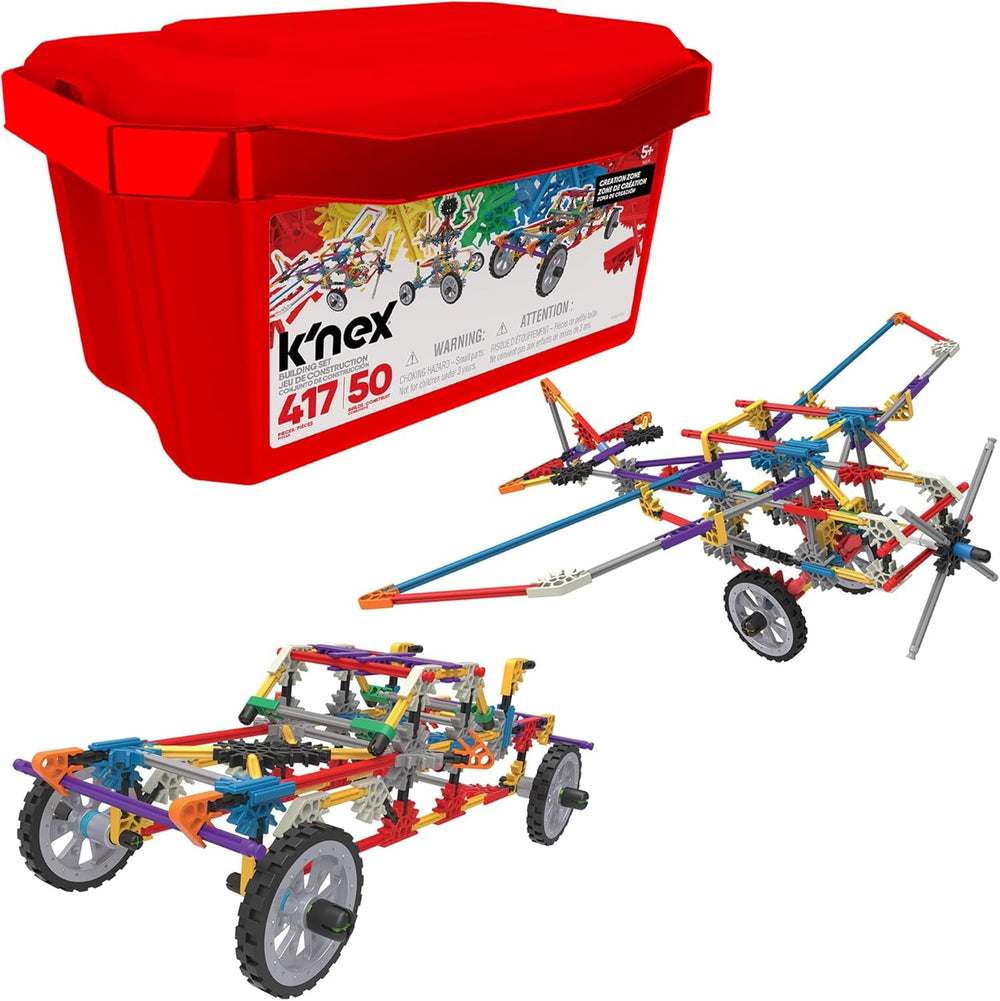 K'Nex Basic Fun Fantasie-Kreationsbereich 50 Modelle Baukasten, 417-teiliges Lernset, Technikspielzeug für Kinder, Konstruktionsspielzeug ab 5 Jahren, inkl. Aufbewahrungsbox