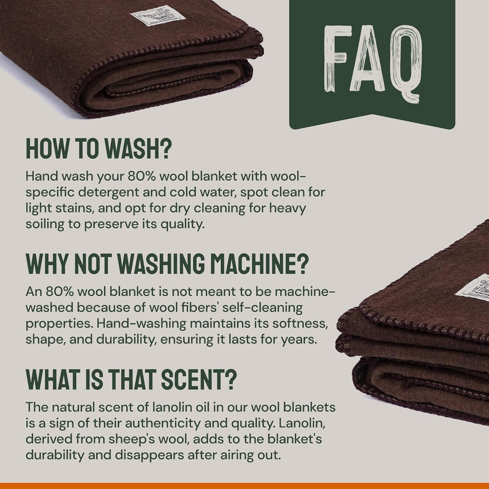 Woolly Mammoth Woolen Co. Campingdecke, extra groß, Merinowolle, die perfekte Outdoor-Ausrüstung für Bushcraft, Camping, Trekking, Wandern, Überleben oder Hüttendecke. Braun, 168 x 228 Betten und Decken Woolly Mammoth Woollen Company