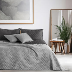 Decoking Cuvertură de pat 200 X 220 Cm Grafit Antracit Gri Argint Cuvertură de pat cu două fețe ușor de întreținut Axel Paturi si Cuverturi Besuche den DecoKing-Store