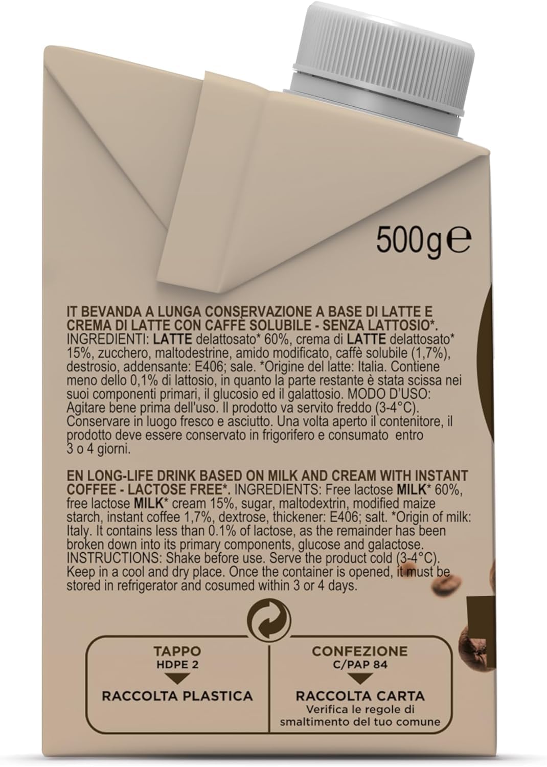 Gimoka Cream Caffè Latte Laktosefrei Glutenfrei Ohne Konservierungsstoffe