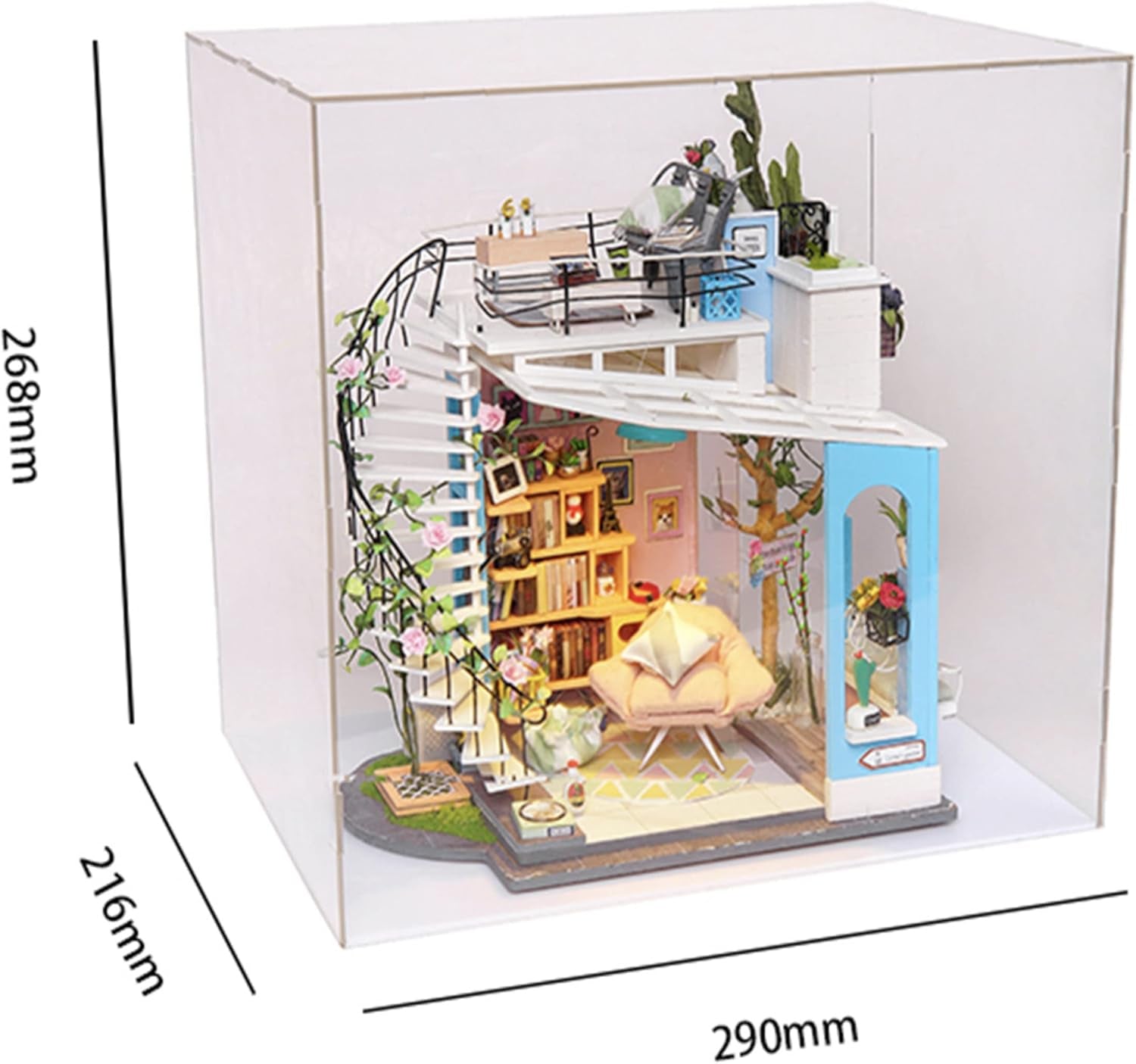 Robotime DG12 Rolife Dora'S Loft Miniatur-Puppenhaus aus Holz, Metall, Stoff und Pappe, Größe: 23 x 16 x 26 cm, 248 Teile Puppenhäuser Naty Shop