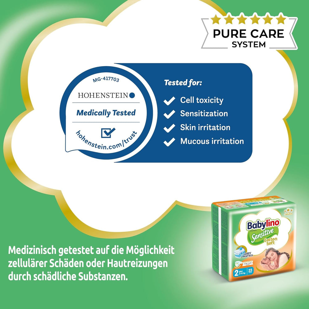 Scutece pentru bebeluși sensibili, mărimea 2, mini (3-6 kg), 192 scutece