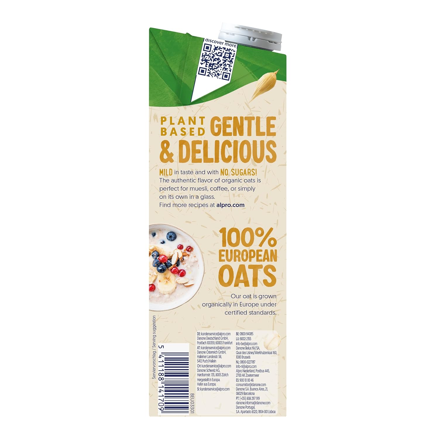 Alpro Bio Haferdrink ohne Zucker – Pflanzendrink mit Hafer