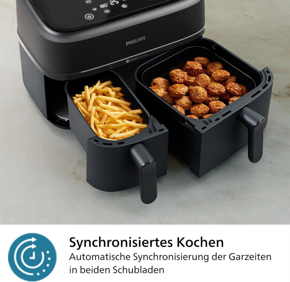 Philips Airfryer Dual Basket 3000-Serie, 9 l, 2 Körbe, 2 Gerichte gleichzeitig fertig, Rapidair-Technologie plus Heißluftgeräte Naty Shop