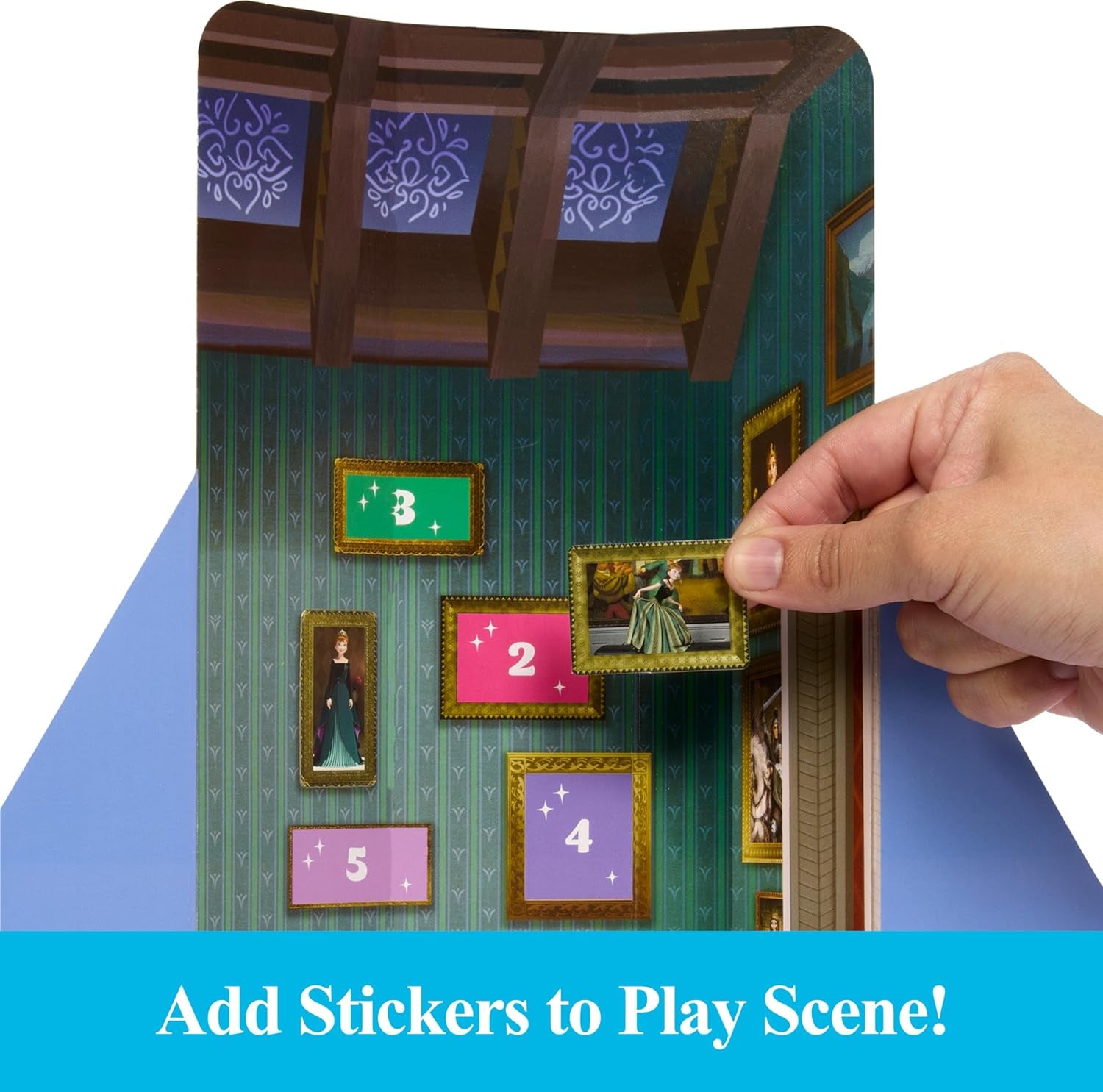 Mattel Disney The Ice Queen Anna Fashion Doll Set, Spin & Reveal cu 11 surprize, inclusiv 5 accesorii, 5 autocolante și o scenă pentru joacă, inspirat de filmul Disney, HXD27 Papusi Naty Shop