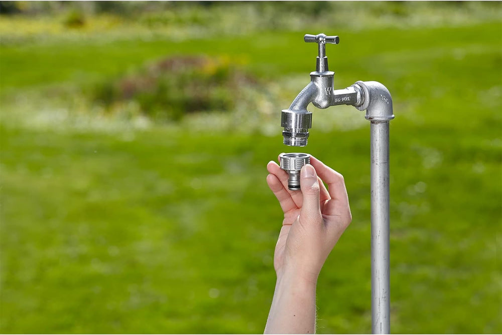 Conector robinet Gardena Premium 26,5 mm (G 3/4 inch): Adaptor pentru robinete, metal de înaltă calitate, curgere fără stropire, rezistent la îngheț, ambalat (18241-20)