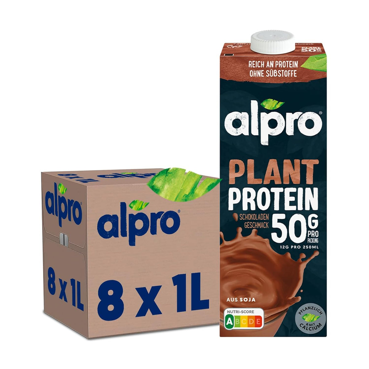 Alpro Proteindrink Chocolate Soy 8x1L - Pflanzliches Protein
