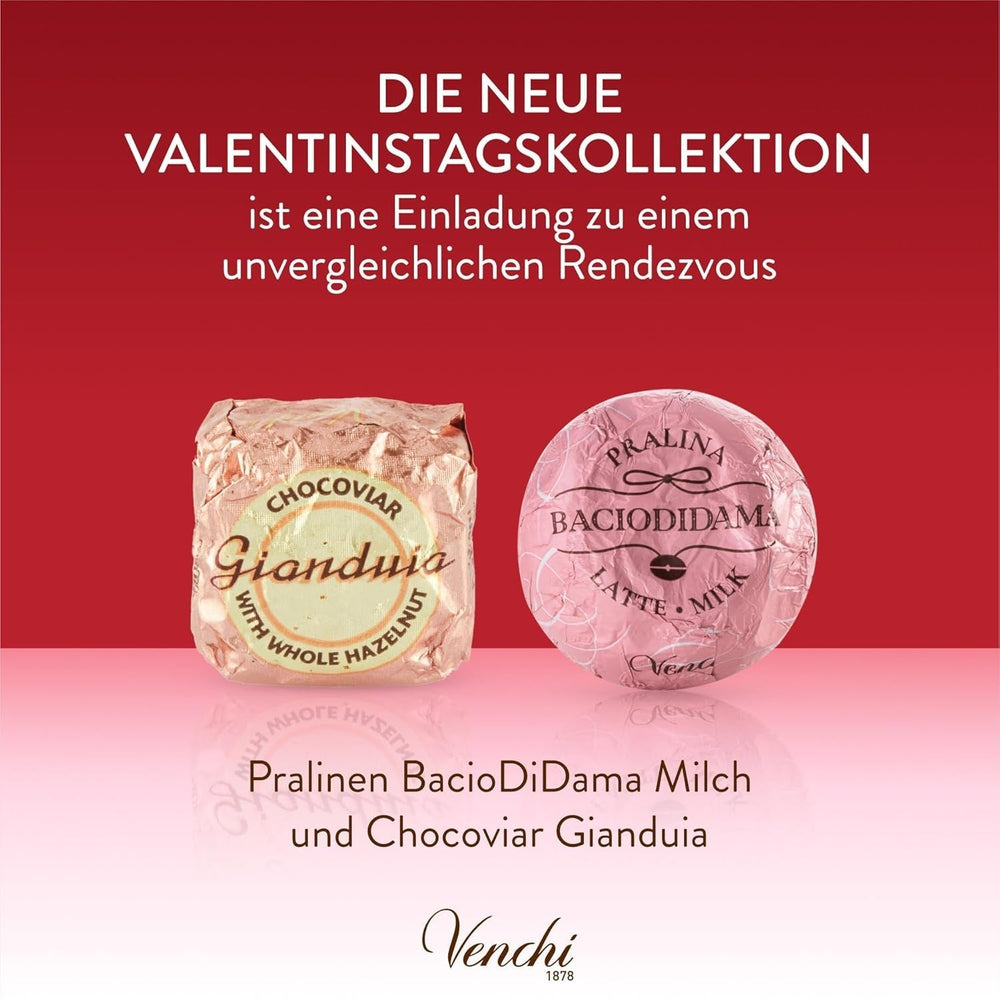 Venchi - Geschenkbox mit 9 Pralinen Baciodidama und Vegan Chocoviar Gianduia, glutenfrei, Valentinstagskollektion Pralinen Naty Shop
