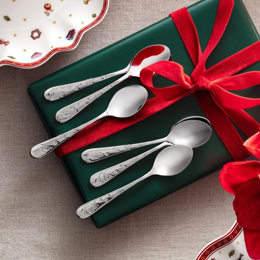 Villeroy & Boch - Set de linguri de cafea Toy'S Delight 6 piese Silver Platinum, rezistent la mașina de spălat vase Bucatarie Naty Shop