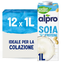 Alpro Sojagetränk Natur 12x1L – Laktosefrei, Glutenfrei