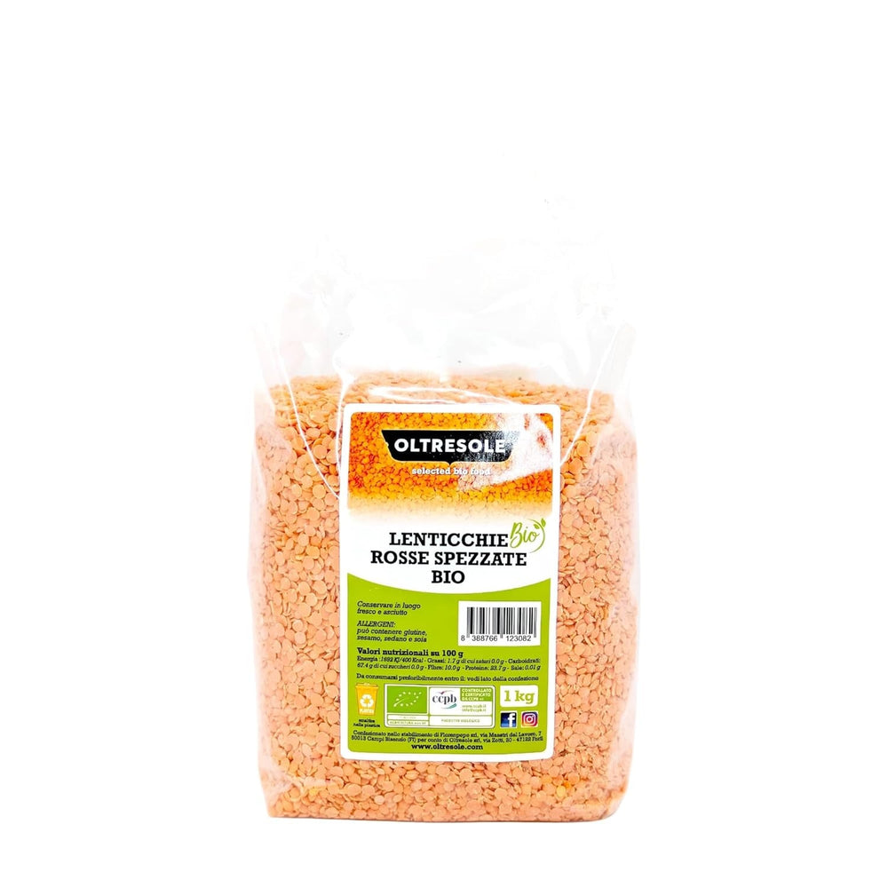 Linte roșie organică, crăpată, 5 kg, leguminoase organice decojite și crăpate, nu necesită înmuiere, sursă de proteine și fibre, pachet economic
