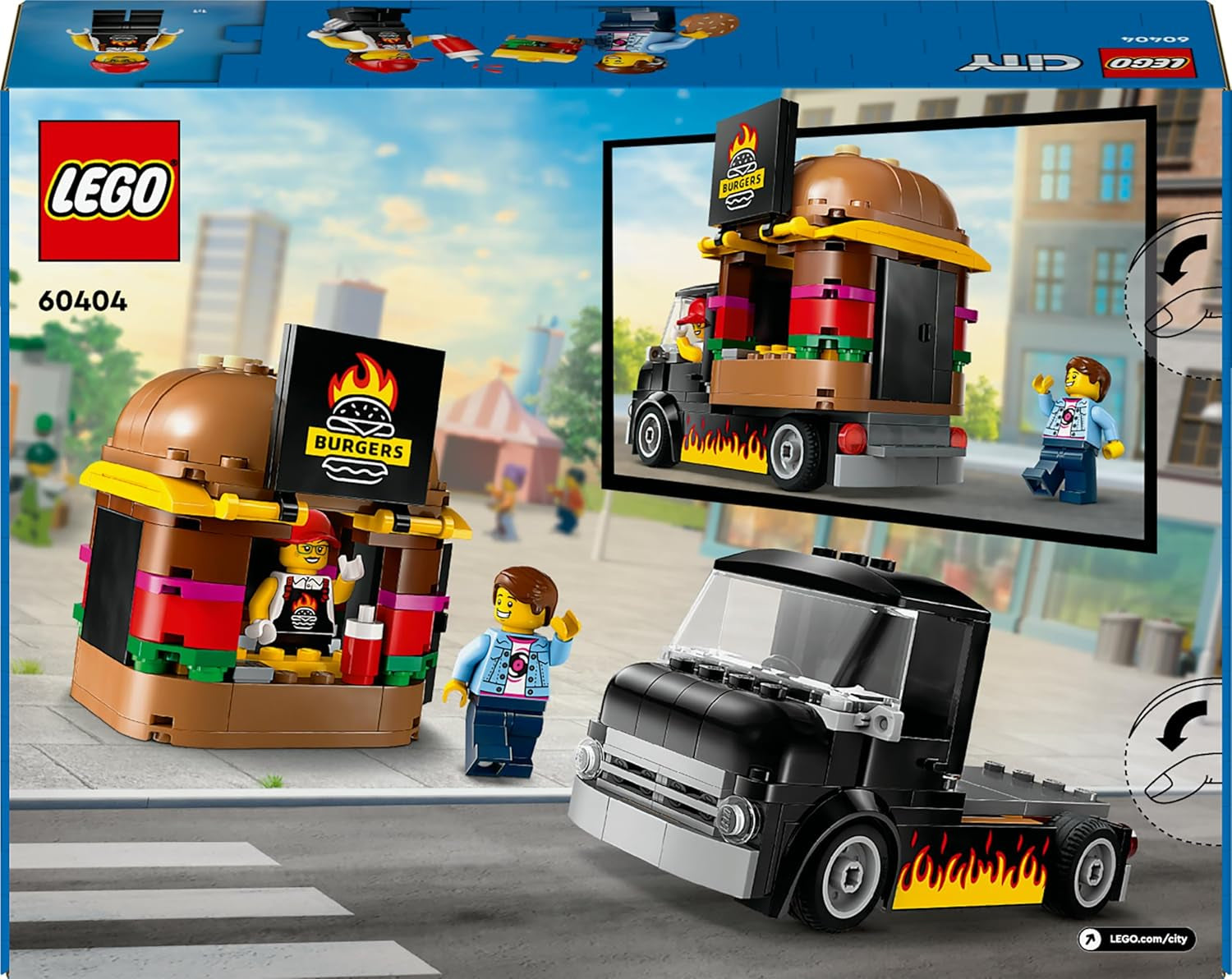 LEGO City Burger Van, Food Truck Toy for 5 Plus Year Old Boys & Girls, Vehicle Building Toys, Kitchen Playset with Vendor Minifigure and Accessories, Imaginative Play Gifts for Kids 60404