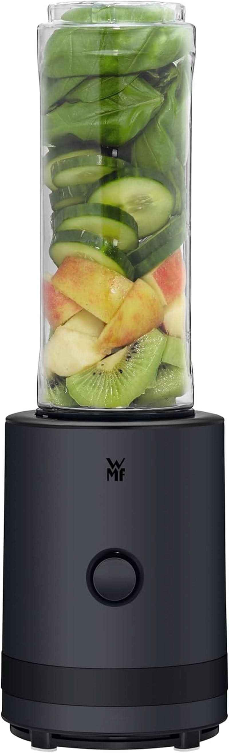 WMF Küchenminis Smoothie-To-Go, Mini Standmixer Mit Zwei Mix-/Trinkbehältern 0,6L, Mixer Hochleistungsmixer 300 W, Edelstahl Matt, Schwarz Kitchen Naty Shop