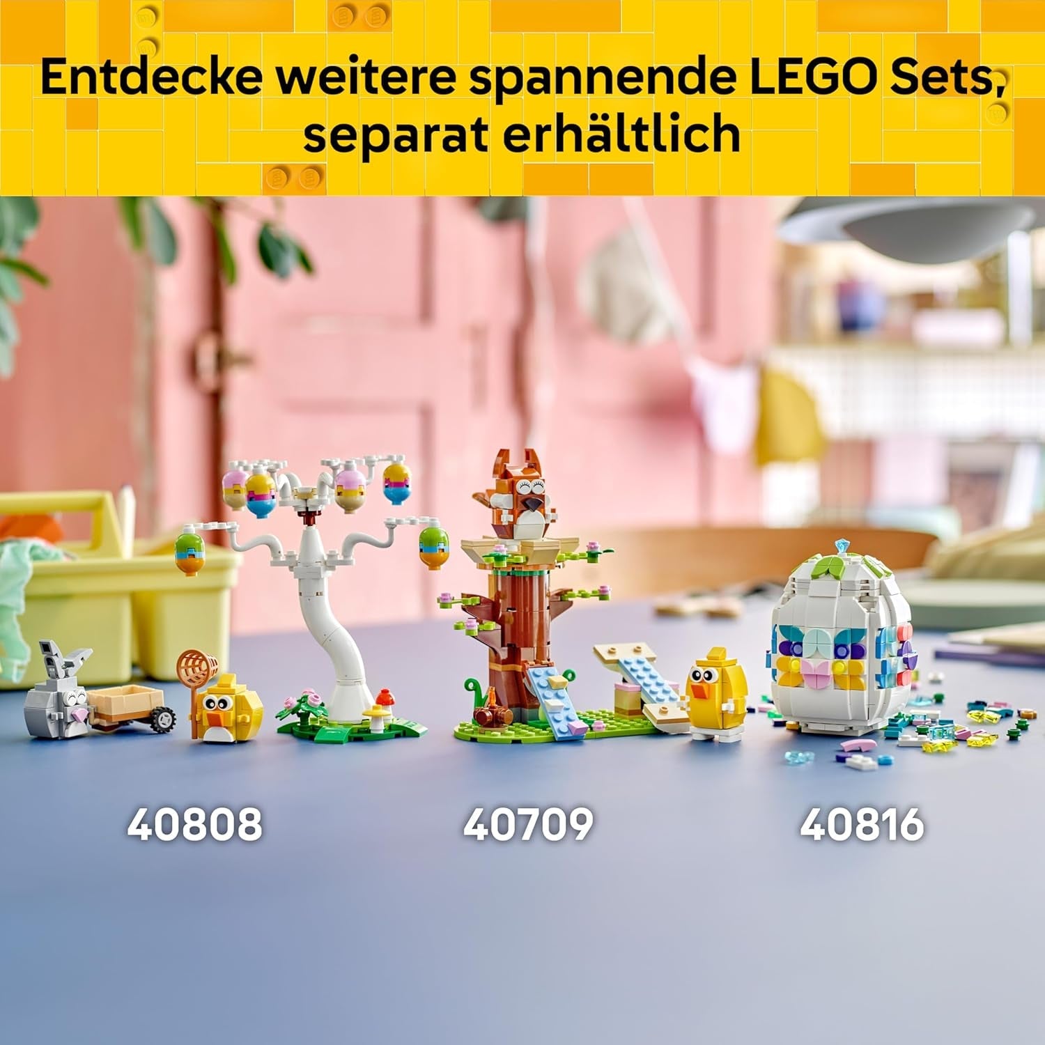 LEGO Osterhase und Ostereiersuche - Kinderspielzeug mit Hasen & Vogel Tierfiguren - Mit Baum & Wagen - Kreatives Konstruktionsspielzeug - Geschenk für Mädchen & Jungen ab 8 Jahren - 40808