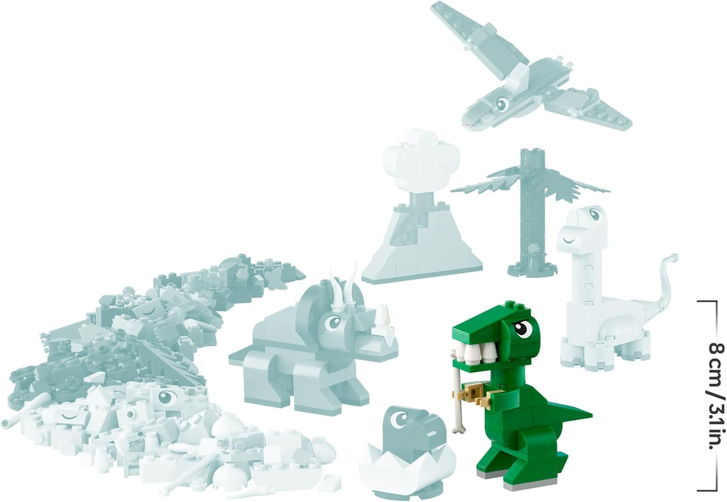 LEGO Classic Kreative Dinosaurier, Bauset mit Modellen und Tierfiguren aus Steinen, fantasievolles Spielerlebnis, Geschenk für Jungen und Mädchen ab 5 Jahren, inklusive T.Rex und Triceratops 11041