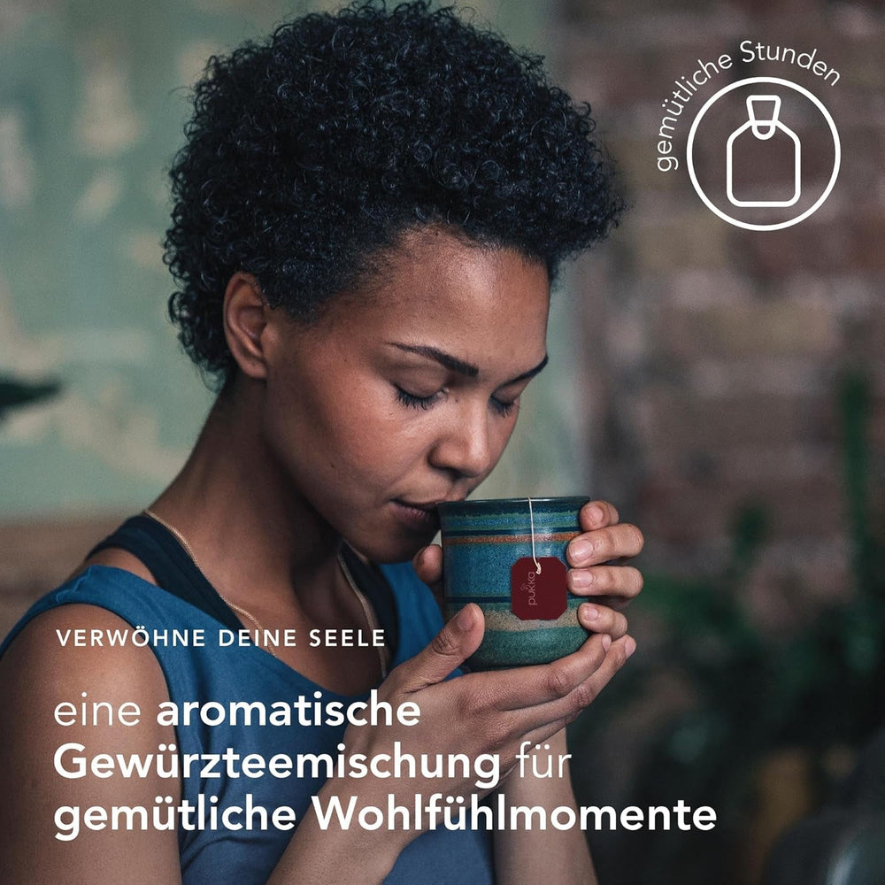 Pukka | Amestec de ceaiuri aromatizate bio „Vanilla Chai” | Scorțișoară, ghimbir și vanilie | Ceai pentru o răsfățare cu dulceață naturală | Pachet de 1 | 20 pliculețe de ceai