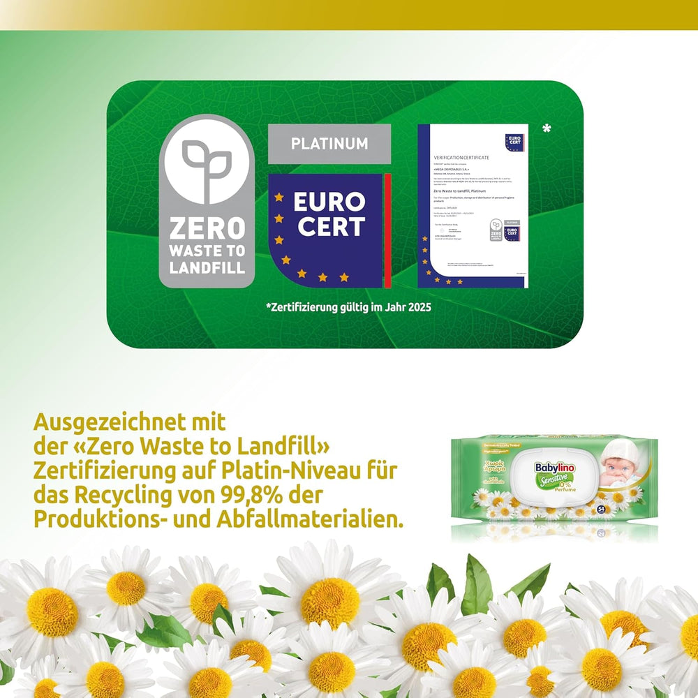 Șervețele umede pentru bebeluși sensibili, 0% parfum, formulă 98% naturală care restabilește echilibrul pH-ului pielii, cu sigiliu de prospețime, 54 de șervețele