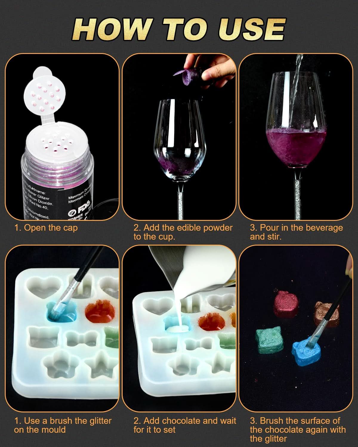 Essbarer Glitzer, verschiedene Farben und Mengen Naty Shop