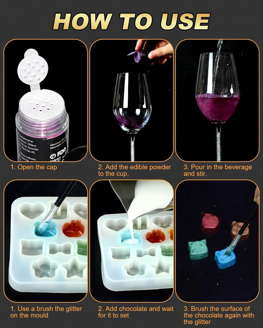 Essbarer Glitzer, verschiedene Farben und Mengen Naty Shop