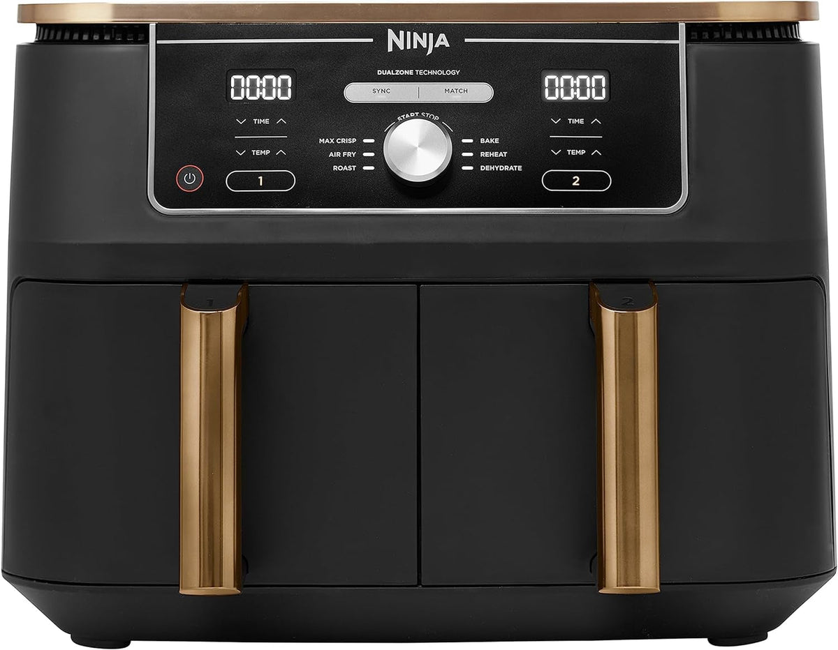 Ninja Foodi AF400EUCP MAX Zweizonen-Luftfritteuse, 9,5 l Airfryer, 2 Fächer, mit Zange, Antihaftbeschichtung. Haushaltsgeräte Naty Shop Standardtitel