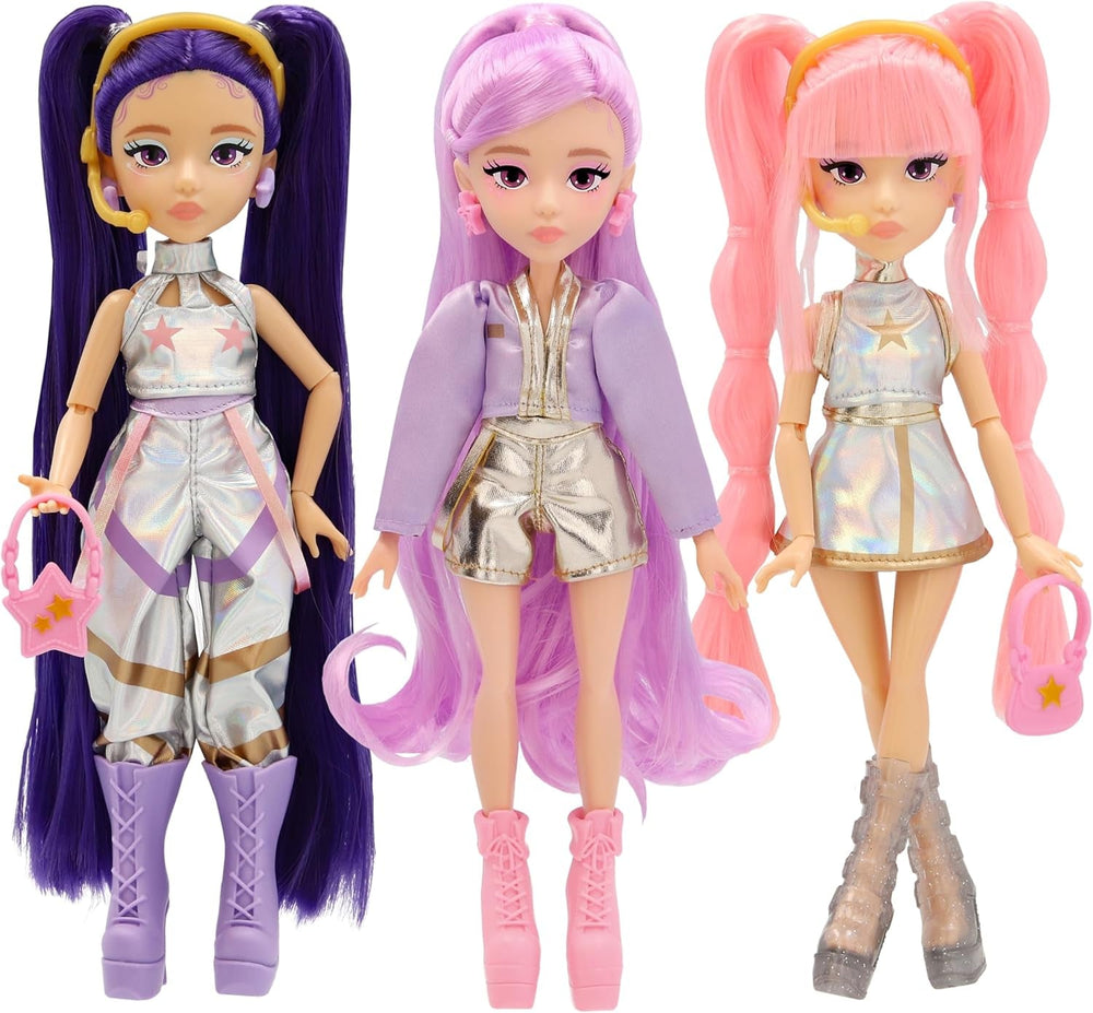 K-POP Idol Puppe Nari Modepuppen K-Pop Power-Idol-Stil, lavendelfarbenes Haar. 3 Accessoires zum Kreieren von Outfits Kinder ab 3 Jahren