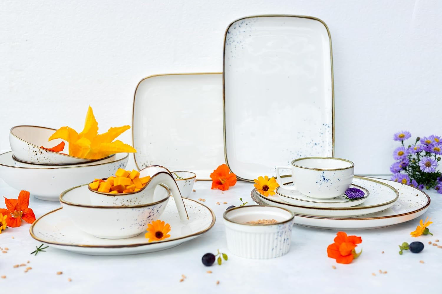 MÄSER Serie Pintar, Hochwertiges Geschirr-Set für 4 Personen, Kombiservice à 16-teilig. Geschirr-Sets Naty Shop