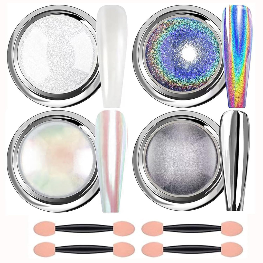 Chrome Nail Powder Aurora Ice Shimmer Chrome Pigment Pulver 4PCS Crome Pulver Nägel Nail Art Nageldesign