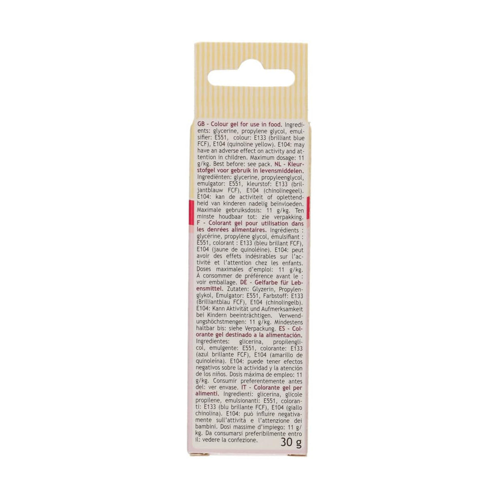 Colorant alimentar Funcakes Gel Albastru Baby: Colorant alimentar foarte concentrat pentru aluat, cremă, fondant și marțipan. Dozare ușoară. Picătură individuală pentru a crea culori vibrante. Halal. 30 g.