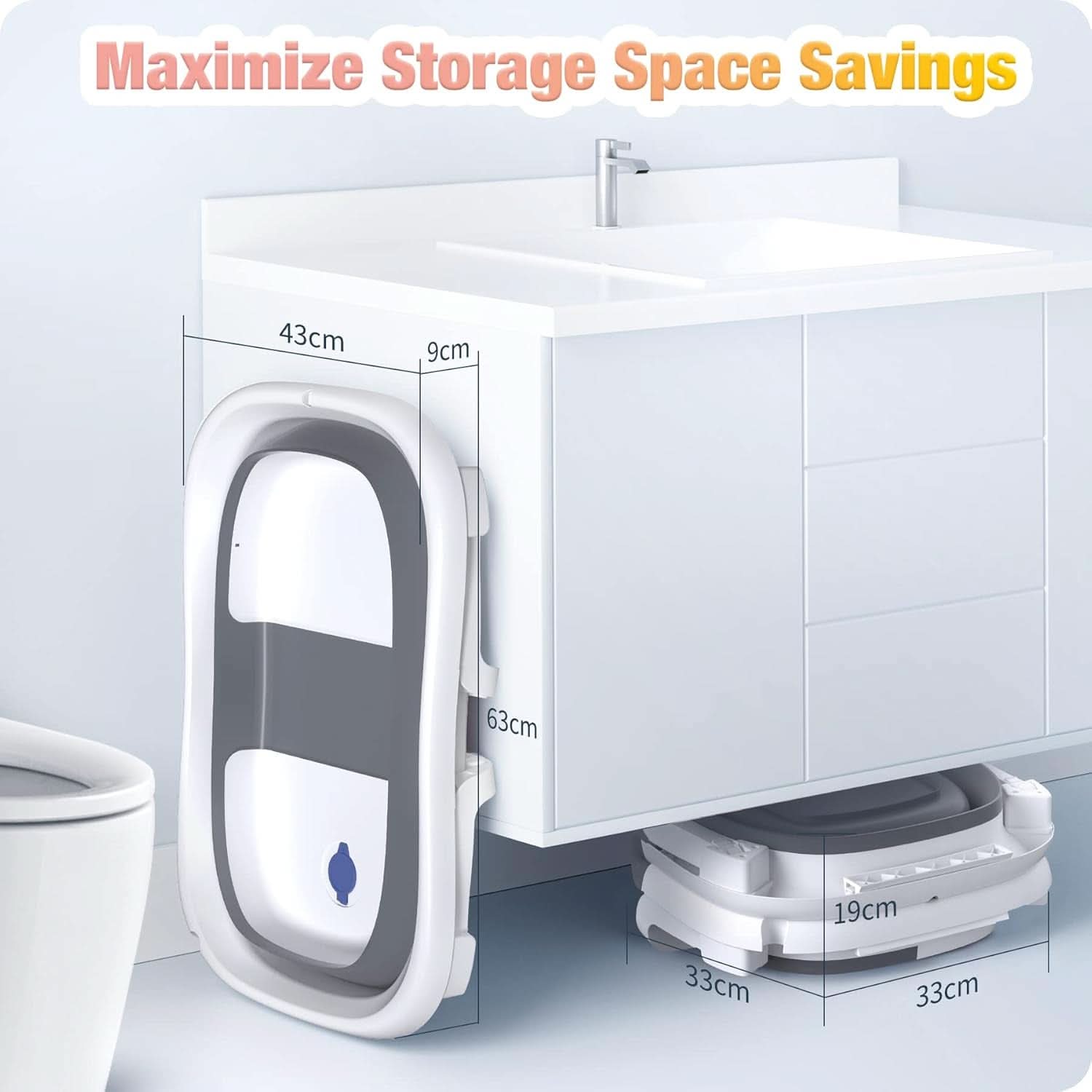 Rabb 1, tragbare Badewanne für Neugeborene und Kleinkinder mit rutschfester Matte und Ablaufloch. (Ohne Thermometer) Mutter und Kind Naty Shop