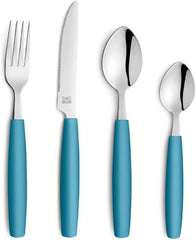 Beckmann & Rommerskirchen 2515 VALOA Besteck Set 4 Personen | 16-teilig | Öl | Spülmaschinenfest | Hochglanzpoliert | Essbesteck: 4X Messer, Gabel, Esslöffel, Kaffeelöffel Kitchen Naty Shop Petrol