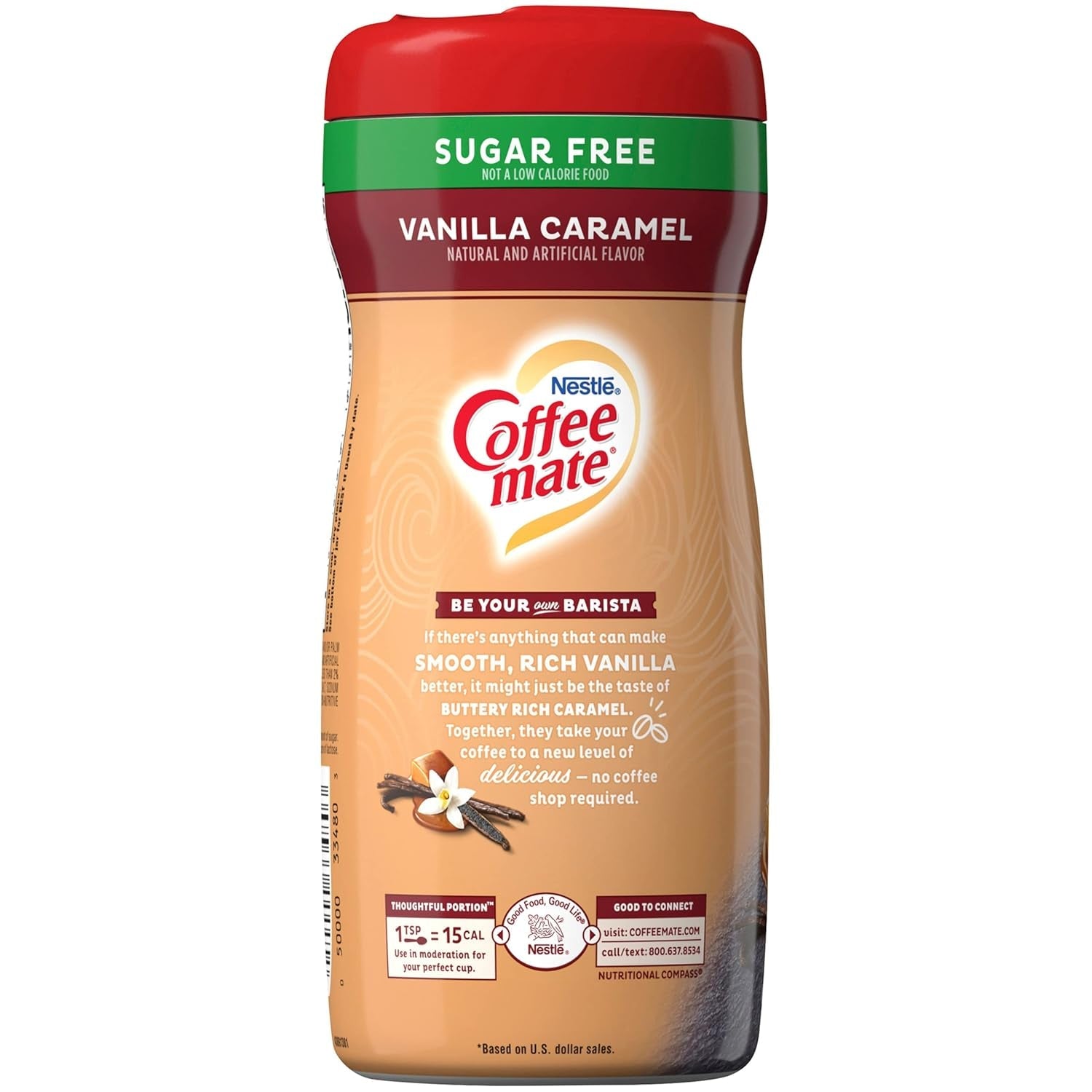 Coffee-Mate Vanilla Caramel, Sugar-Free Powdered Coffee Creamer, Kaffeesahne Pulver - Vanille Karamell - OHNE ZUCKER! aus USA
