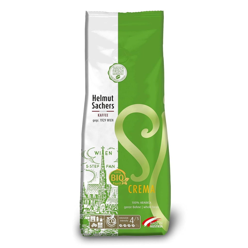Helmut Sachers Kaffee - amestec vienez, cafea Viennese Melange din boabe Arabica de primă clasă, prăjite în Austria Cafea Naty Shop 500 grame Bio Crema
