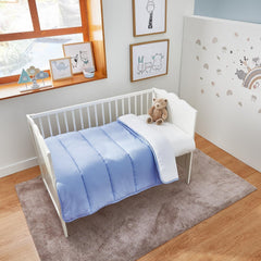 Pikolin Home - Wendedecke 300 G - Zweifarbige nordische Füllung - Für Kinderbett 60 - Federgefüllt, warm, atmungsaktiv, blau/weiß, 100 x 120 cm Steppdecken und Steppdecken Naty Shop