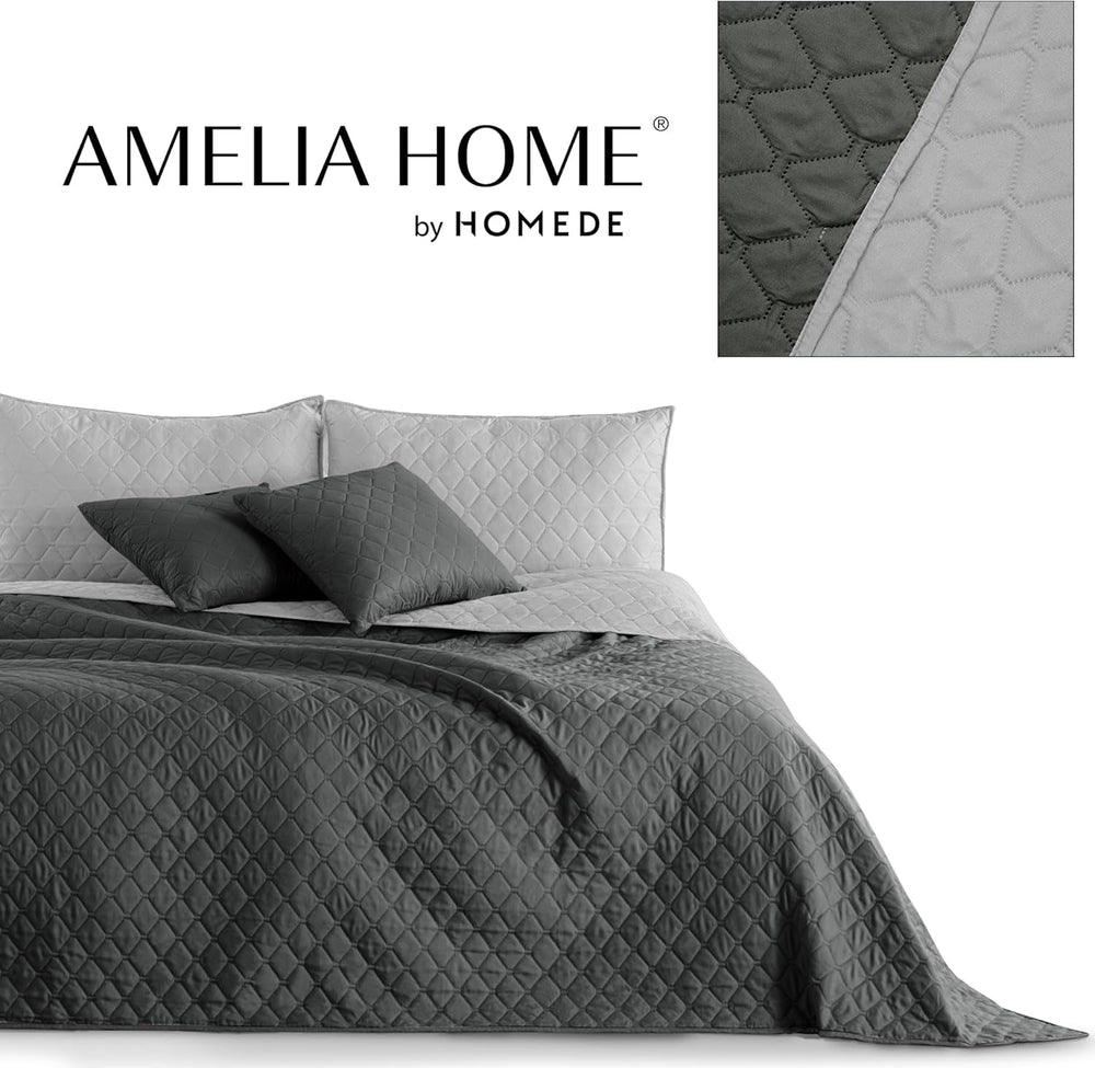Decoking Cuvertură de pat 200 X 220 Cm Grafit Antracit Gri Argint Cuvertură de pat cu două fețe ușor de întreținut Axel Paturi si Cuverturi Besuche den DecoKing-Store