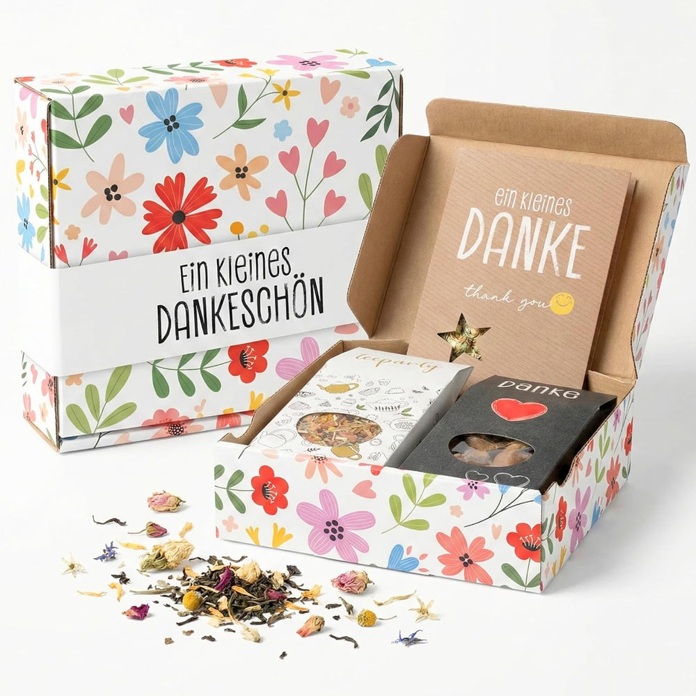 Genuss Set Mit Tee, Rosinen Mit Aroma Schokolade & Gewürzsalz - Geburtstagsgeschenk Für Frauen & Männer, Hochwertiges Geschenkset Mit Karte, Muttertag Geschenkbox Als Besondere Geschenkidee