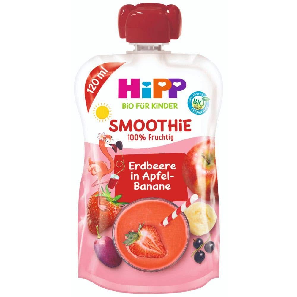 Hipp BIO Smoothie cu mere, piersici, banane cu băutură de ovăz, 120 ml, pachet de 6 (6 x 120 ml) Mama si Copilul Naty Shop 6 x 120 ml Mere si banane